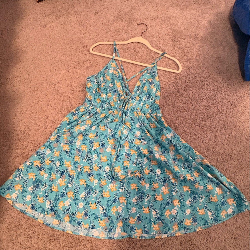 Blue Floral Mini Dress